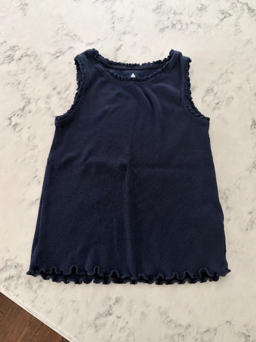Girls Ruffle edge Sleeveless Top in Navy